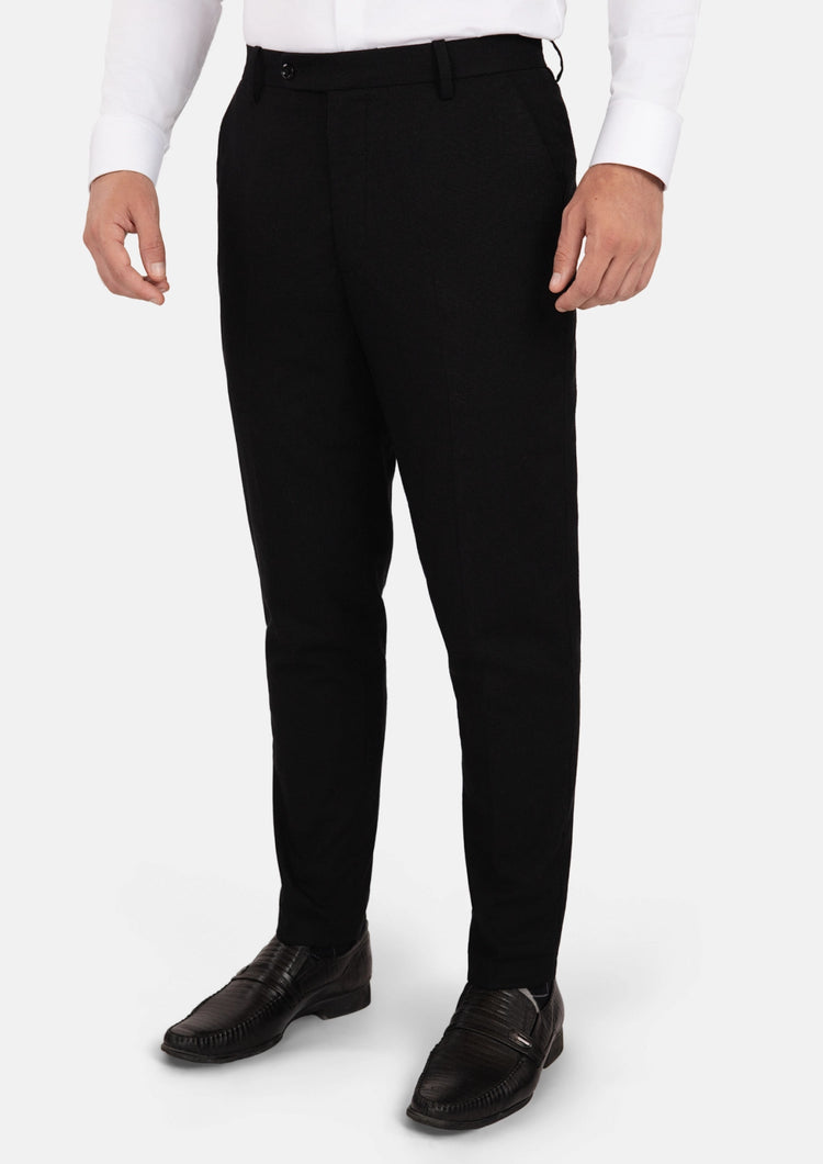 Black Linen Blend Pants - SARTORO703