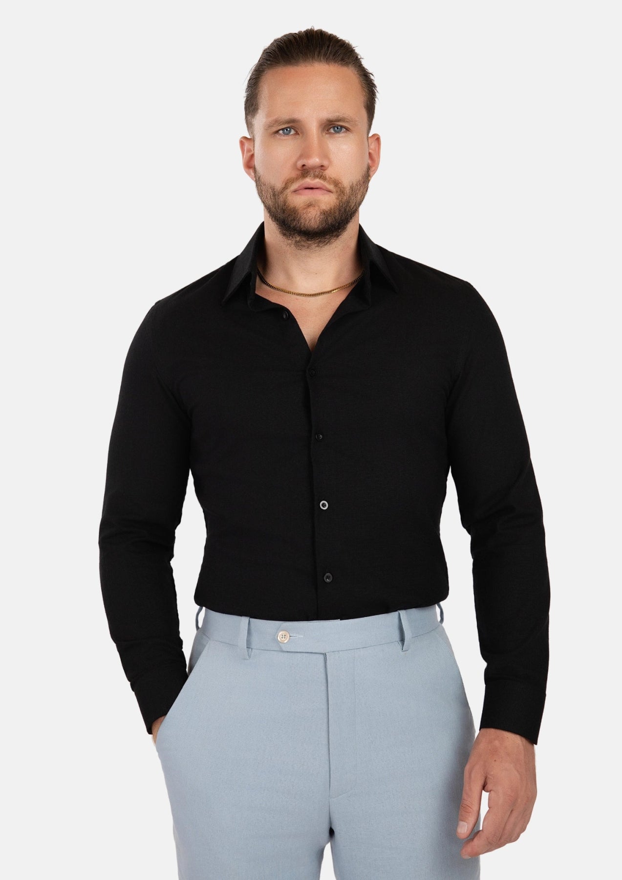 Black Linen Blend Shirt - SARTORO