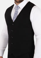 Black Linen Blend Vest - SARTORO635