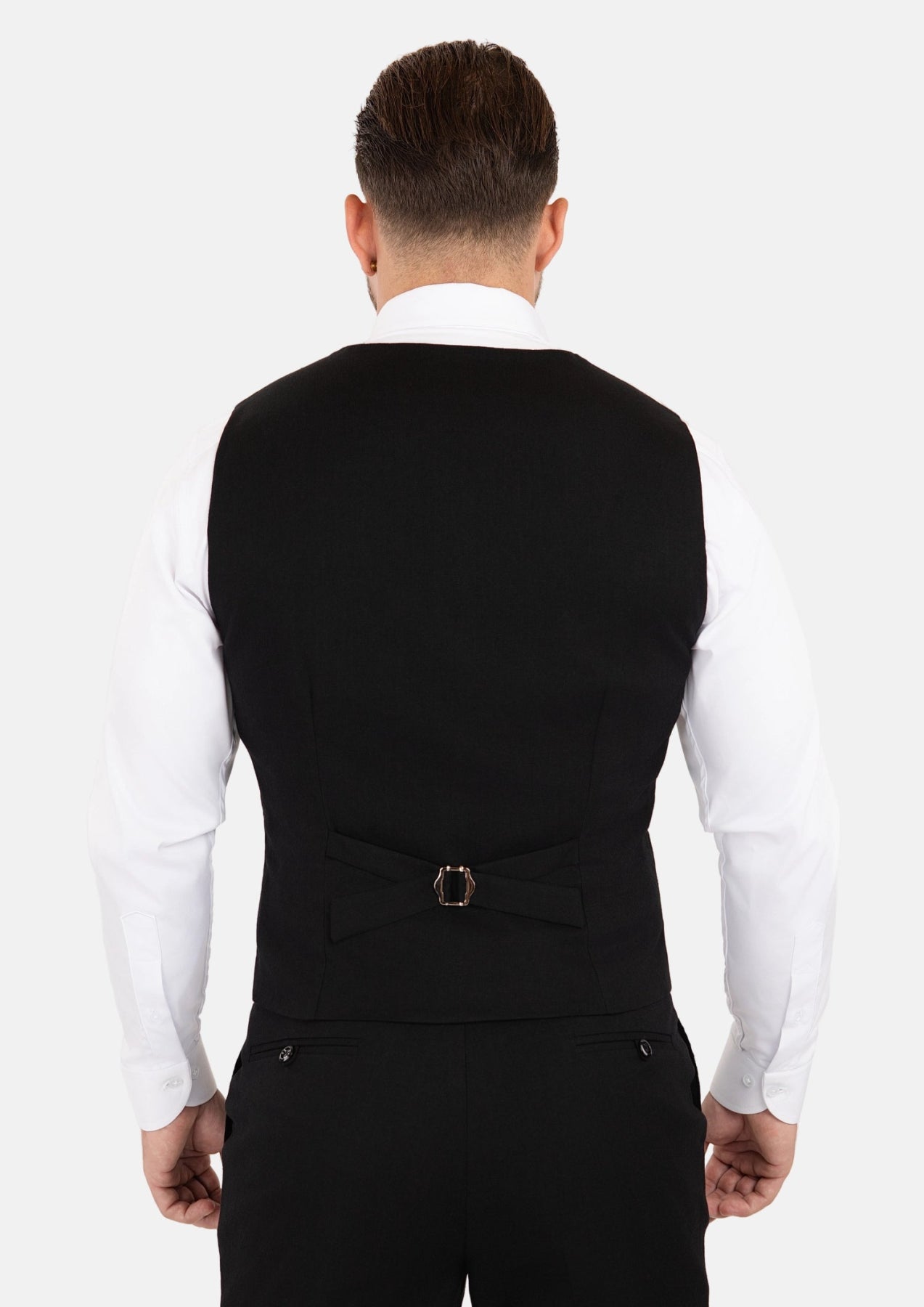 Black Linen Blend Vest