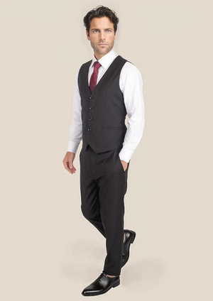 Black Pinstripe Vest - SARTORO