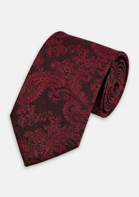 Black & Red Large Paisley Floral Tie