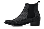 Black Woven Slip-On High-Top Chelsea Ankle Boots - 3175
