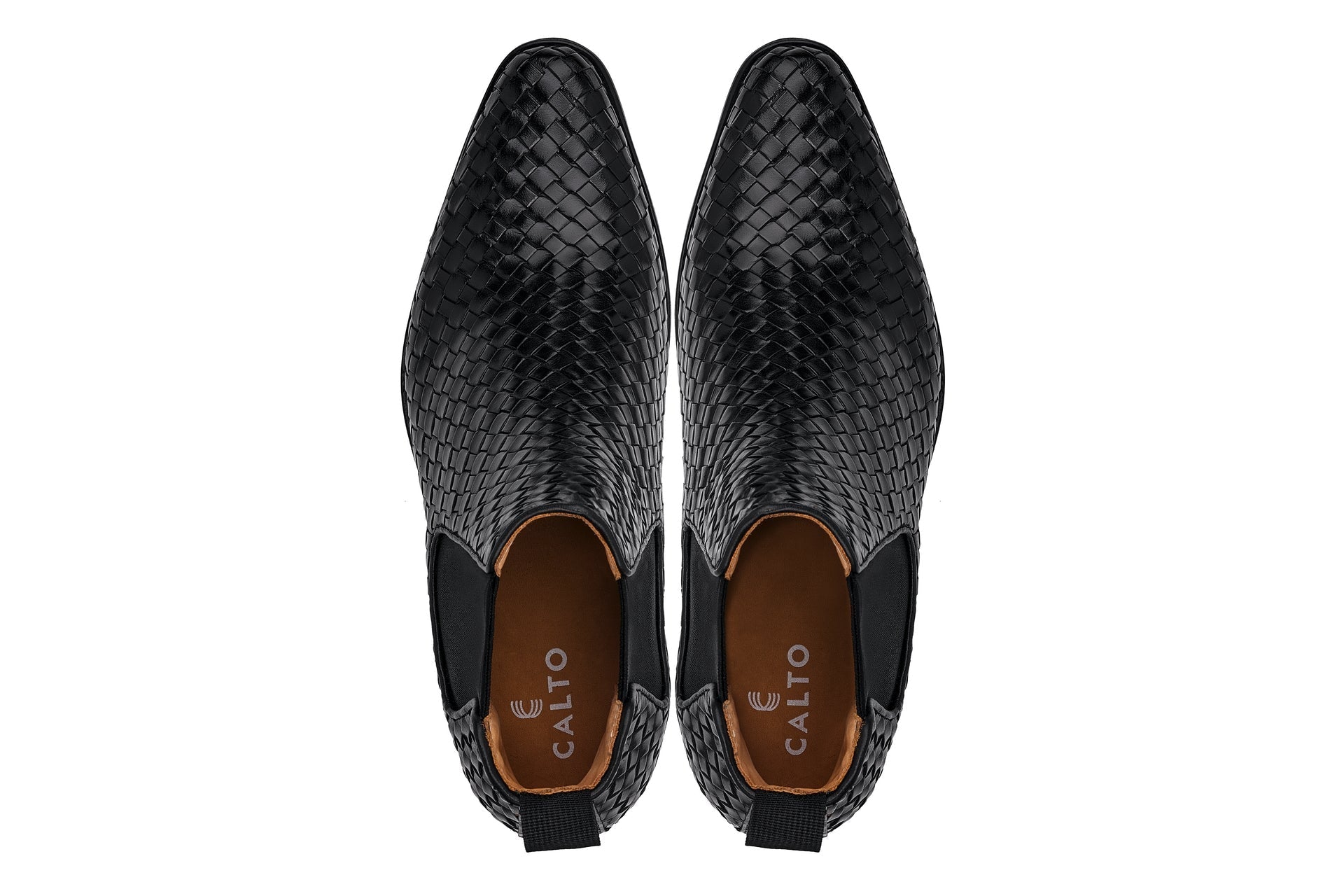 Black Woven Slip-On High-Top Chelsea Ankle Boots - 3148