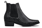 Black Woven Slip-On High-Top Chelsea Ankle Boots - 355
