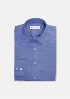 Blue Egyptian Cotton Broadcloth Shirt - SARTORO