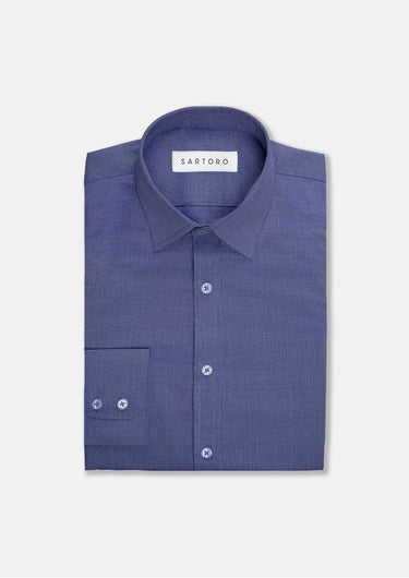 Blue Egyptian Cotton Broadcloth Shirt - SARTORO