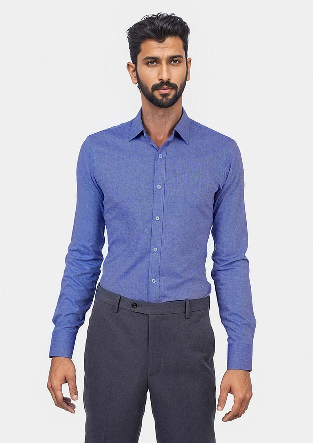 Blue Egyptian Cotton Broadcloth Shirt - SARTORO