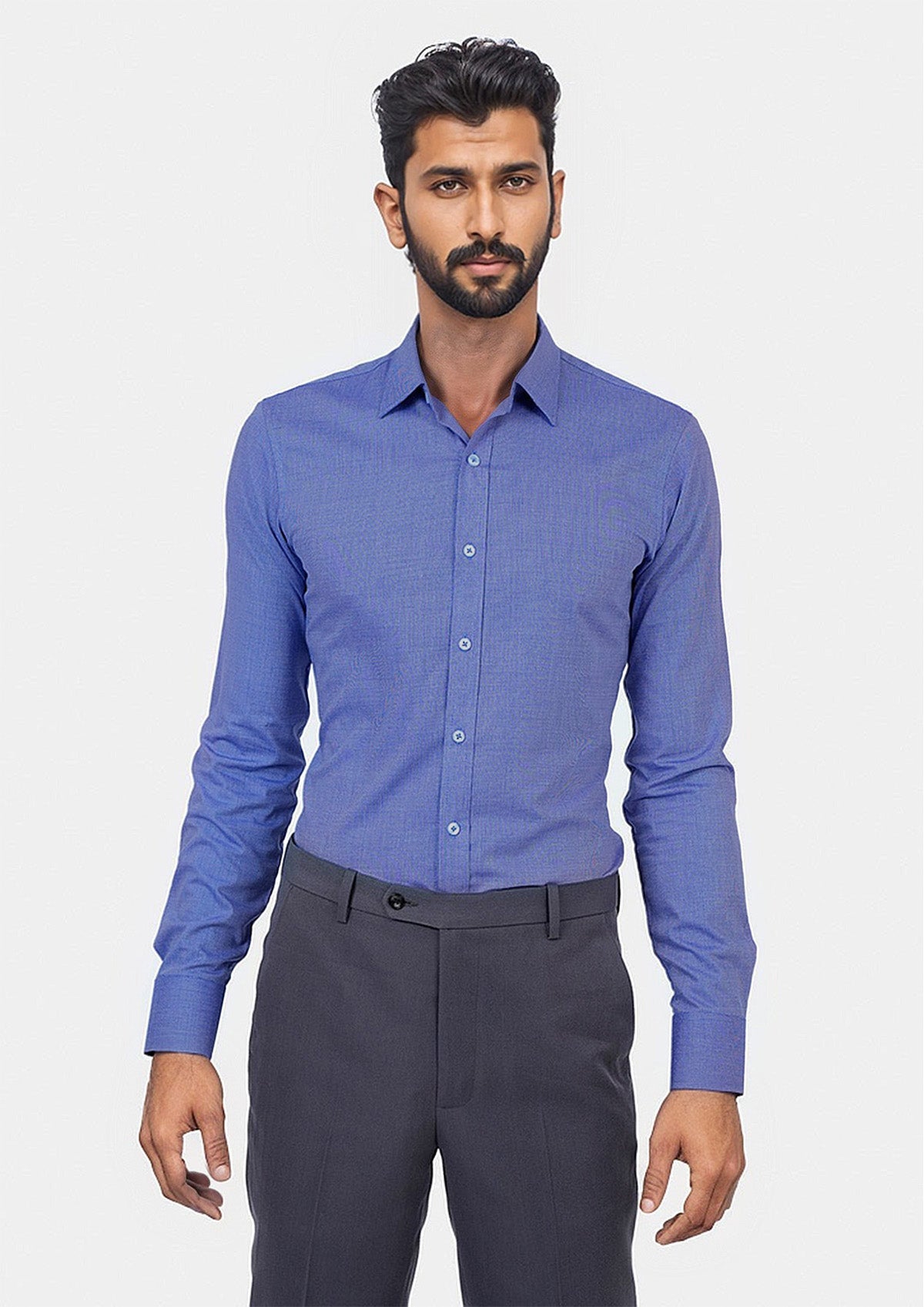 Blue Egyptian Cotton Broadcloth Shirt - SARTORO