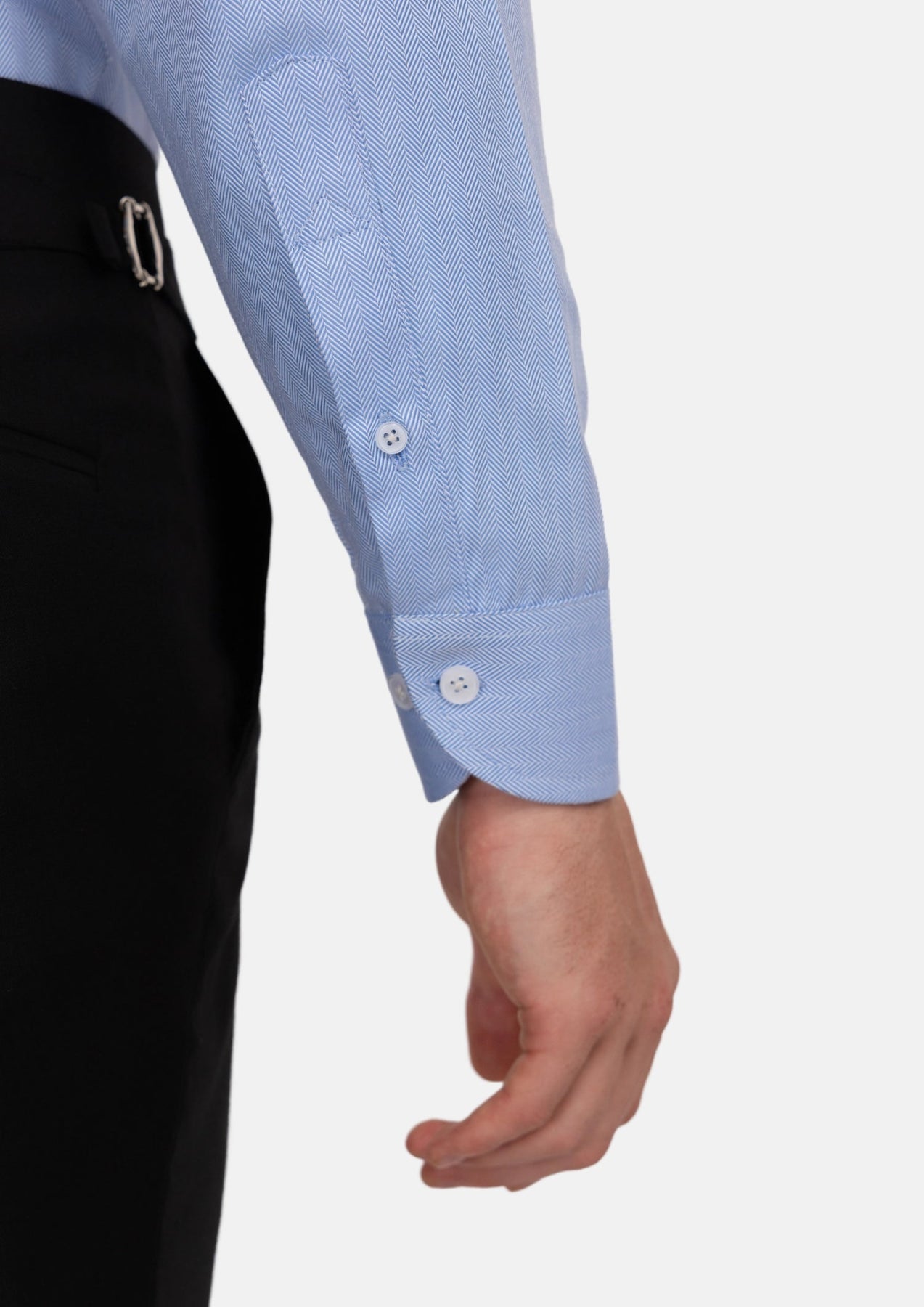 Blue Herringbone Shirt - SARTORO