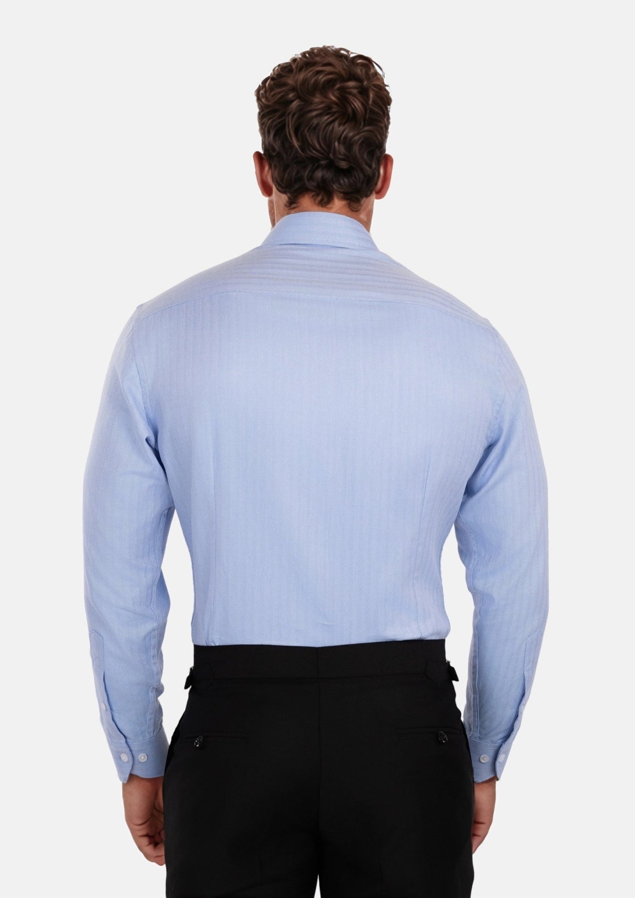 Blue Herringbone Shirt - SARTORO