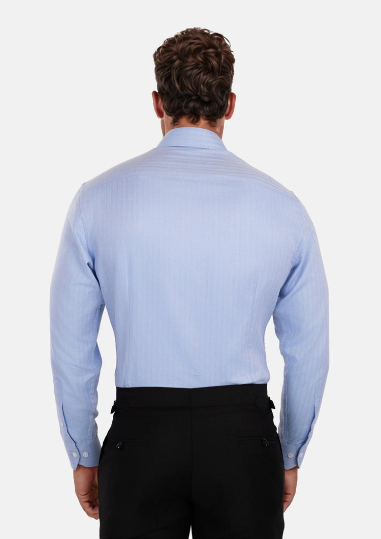 Blue Herringbone Shirt - SARTORO206