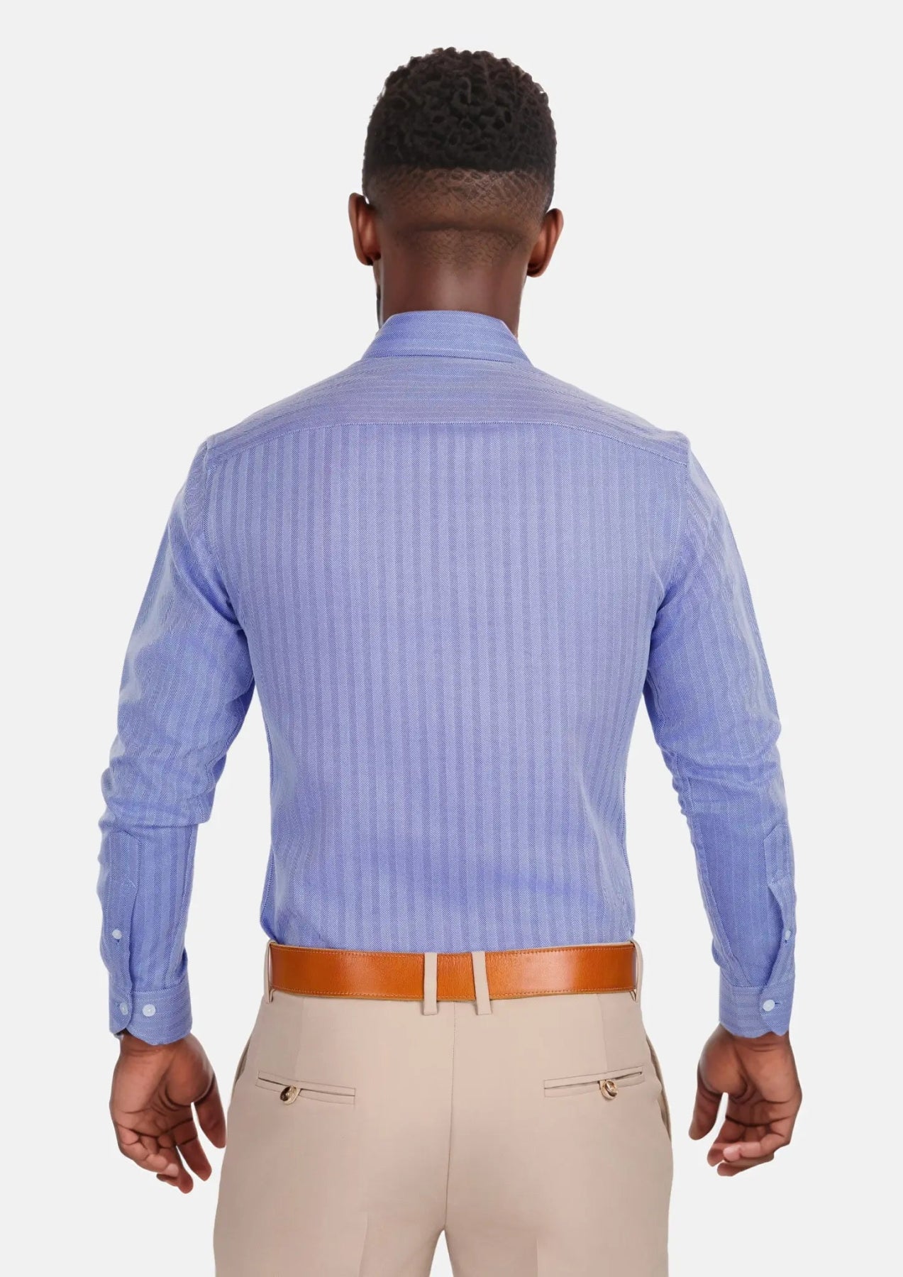 Blue Herringbone Shirt - SARTORO