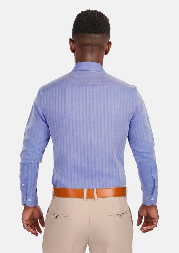 Blue Herringbone Shirt - SARTORO552