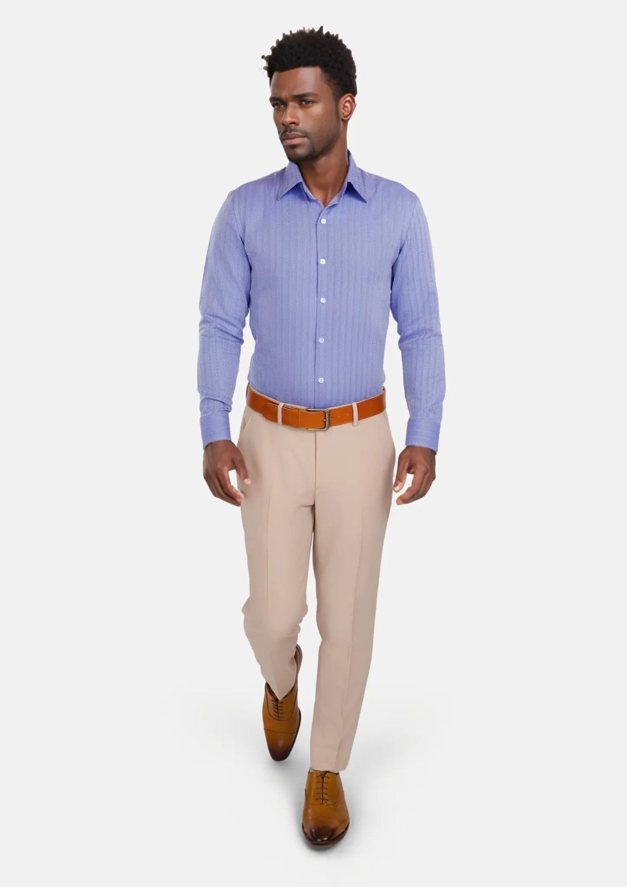 Blue Herringbone Shirt - SARTORO