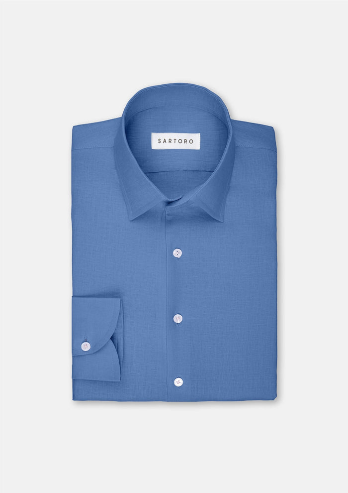 Blue Linen Shirt - SARTORO345