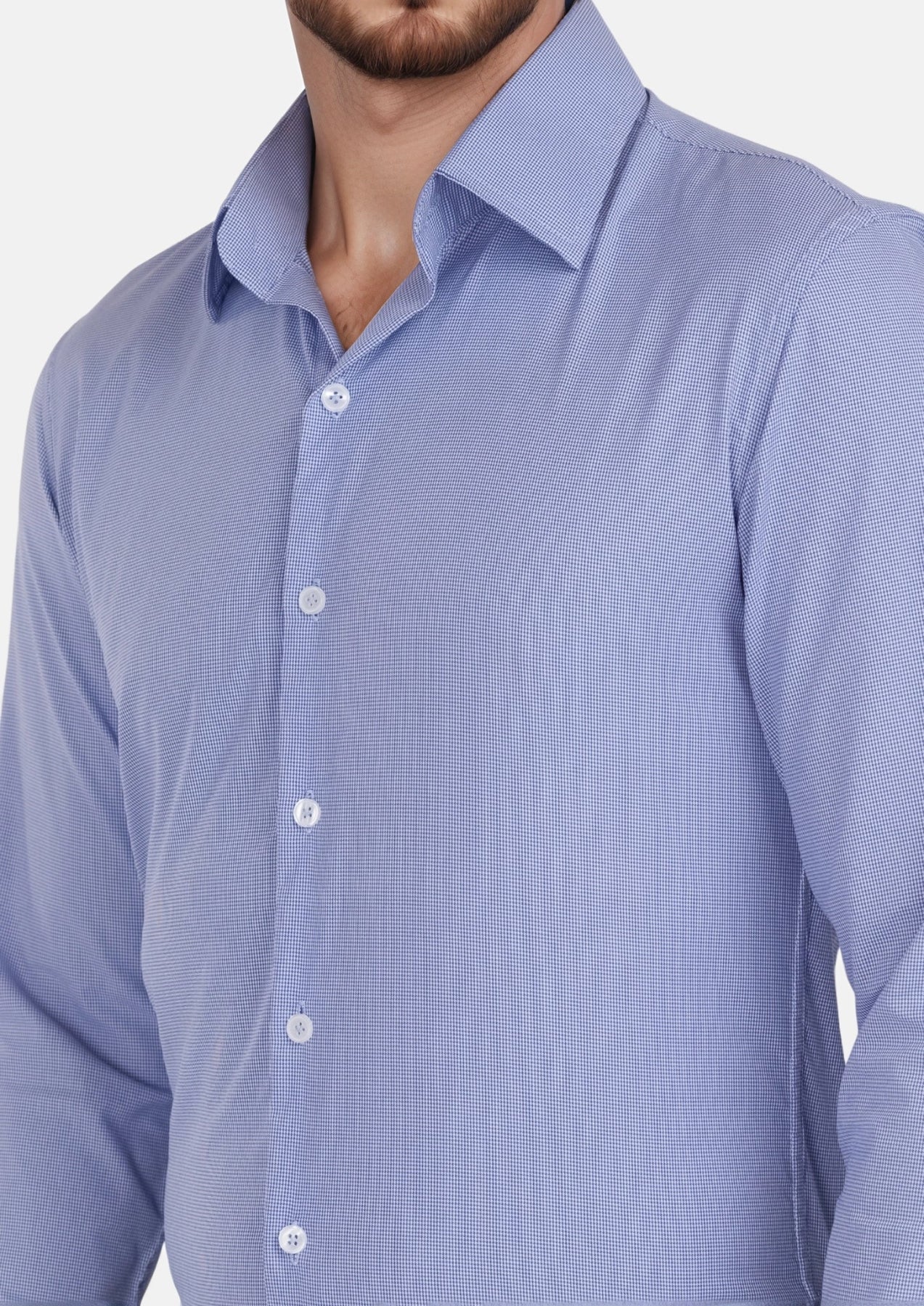 Blue Micro Houndstooth Shirt - SARTORO