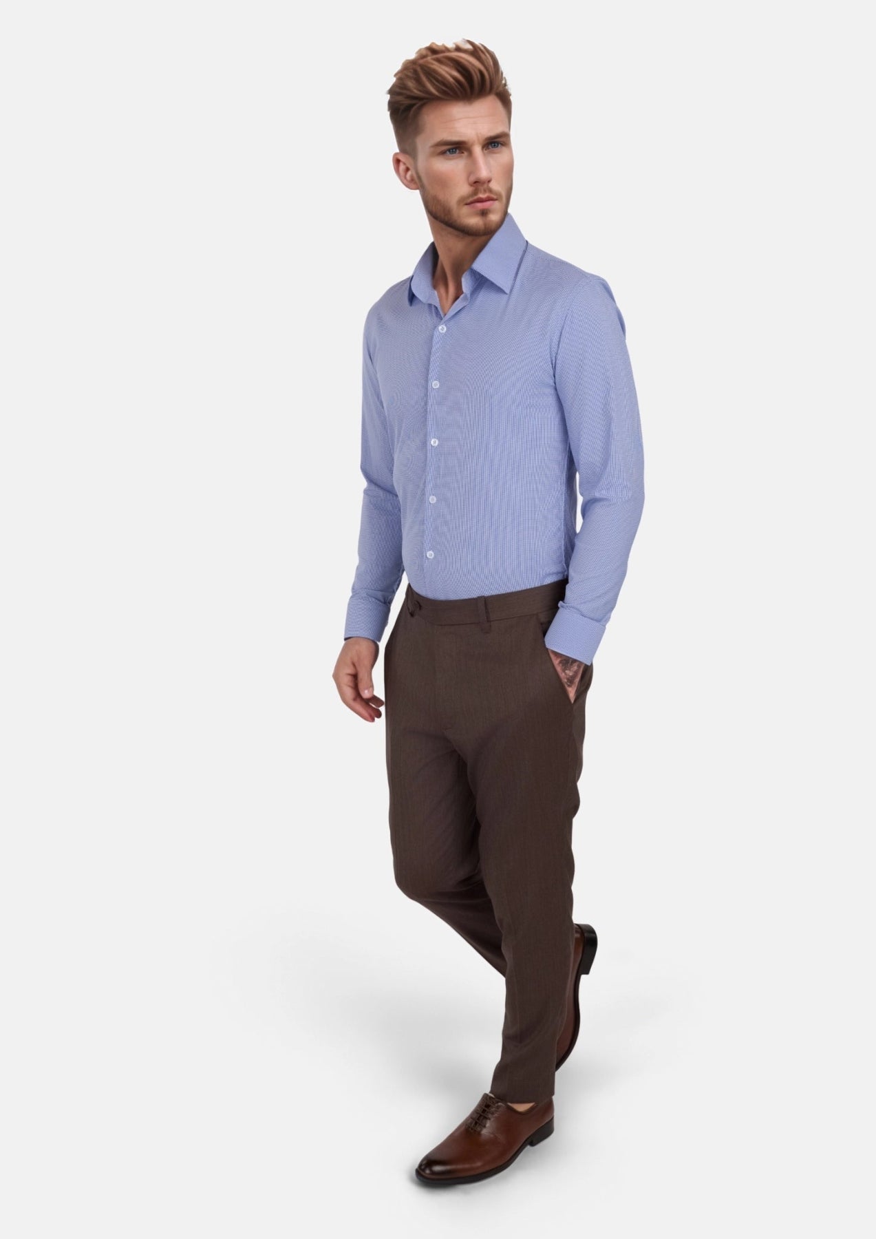 Blue Micro Houndstooth Shirt - SARTORO