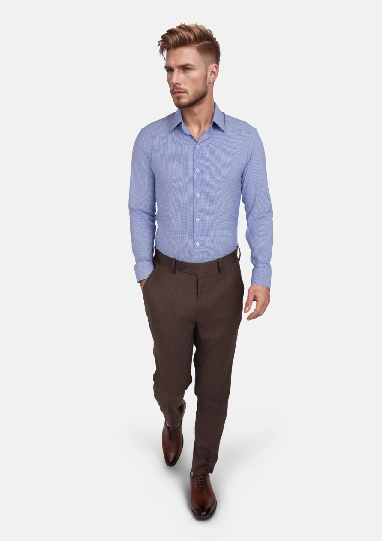 Blue Micro Houndstooth Shirt - SARTORO