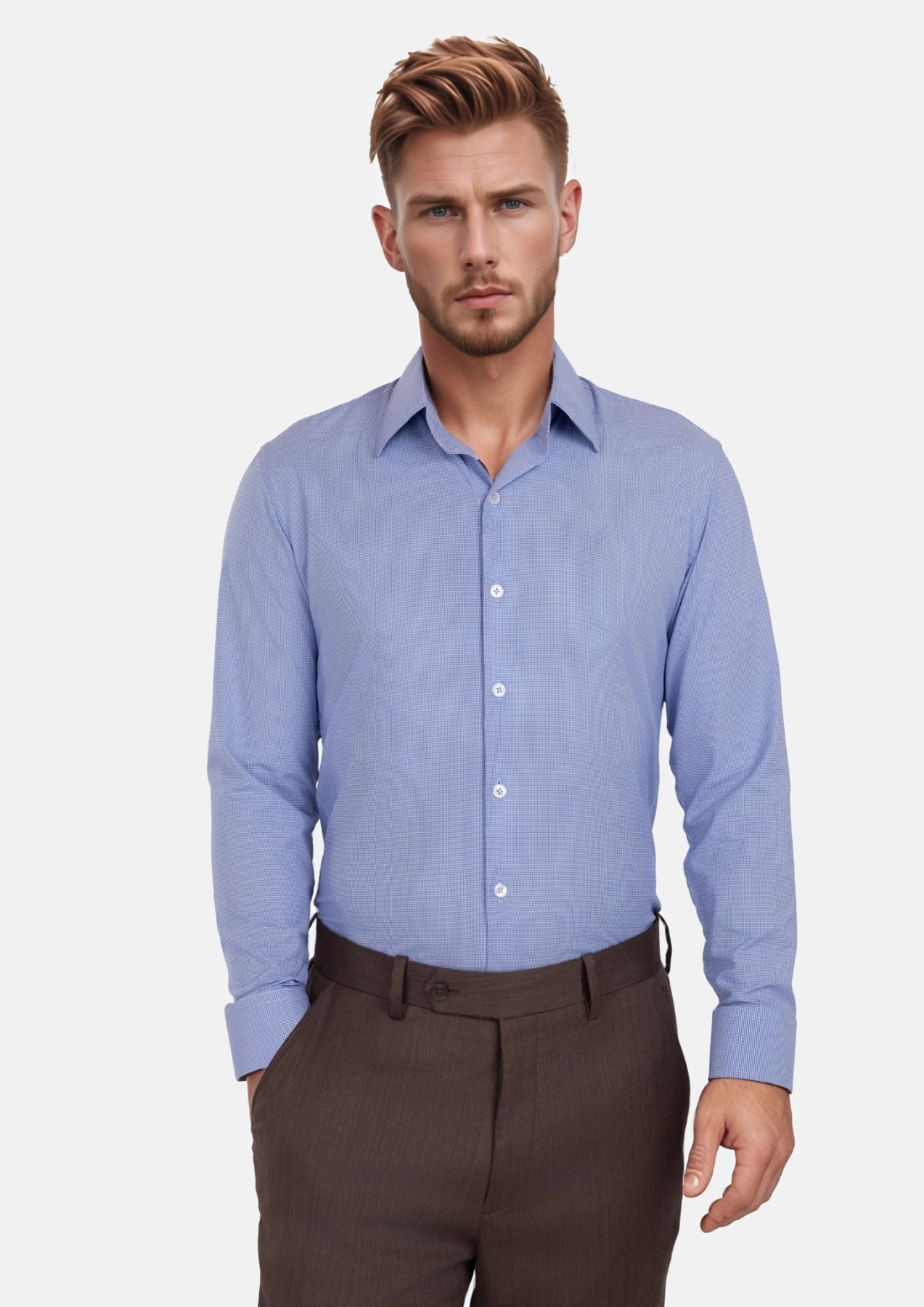 Blue Micro Houndstooth Shirt - SARTORO