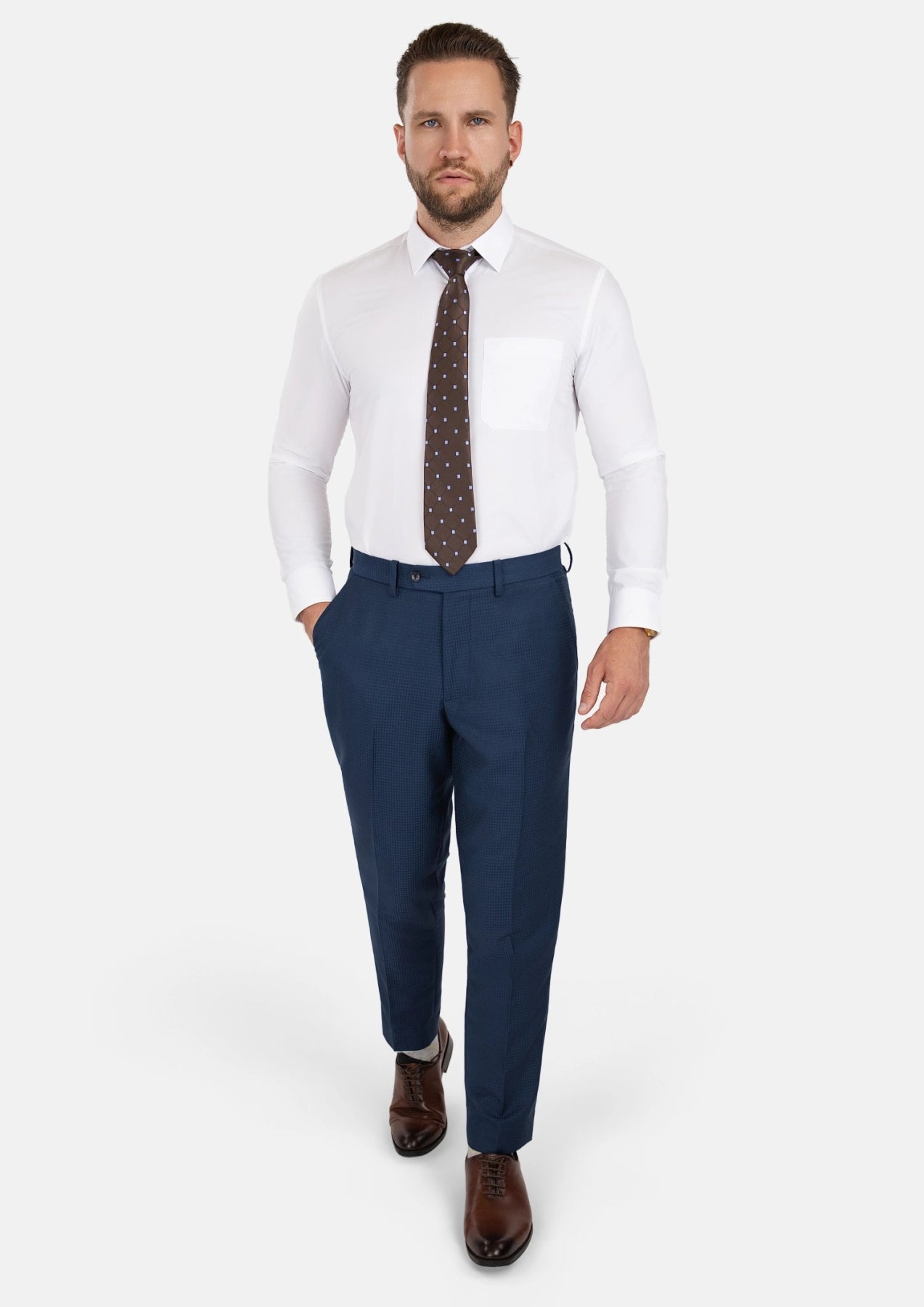 Blue Microcheck Pants - SARTORO