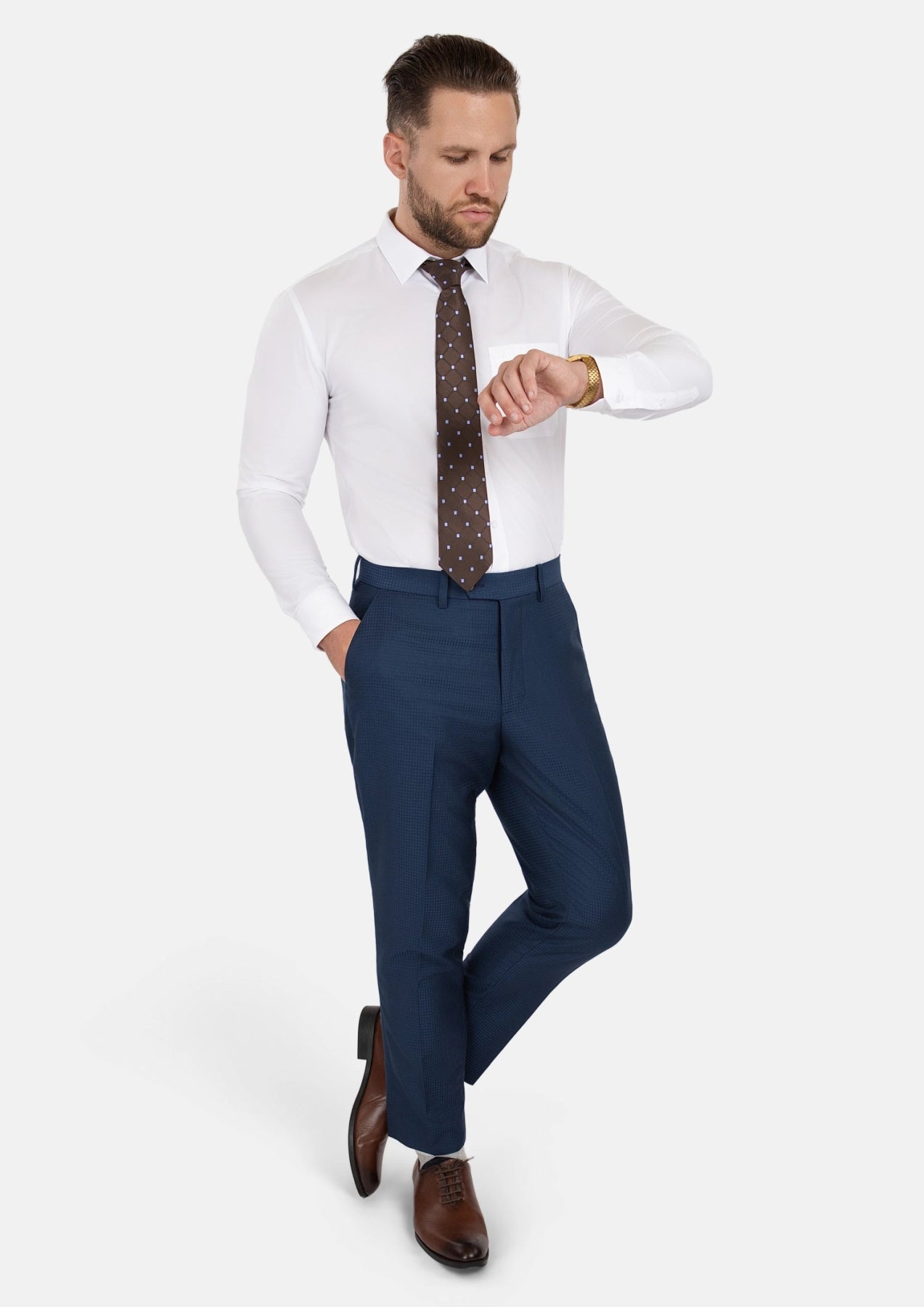 Blue Microcheck Pants - SARTORO