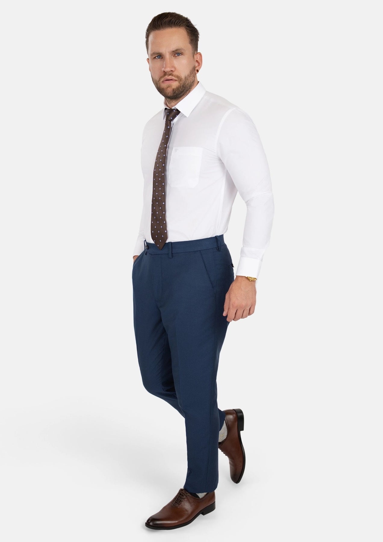 Blue Microcheck Pants - SARTORO