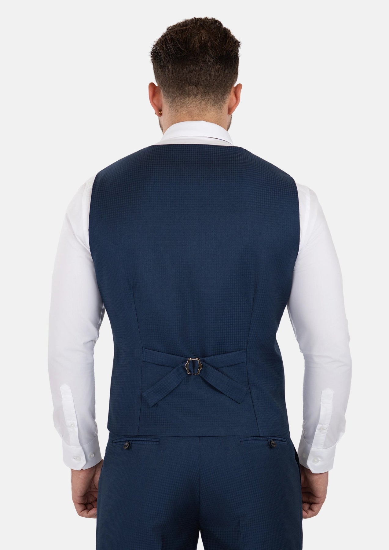Blue Microcheck Vest - SARTORO