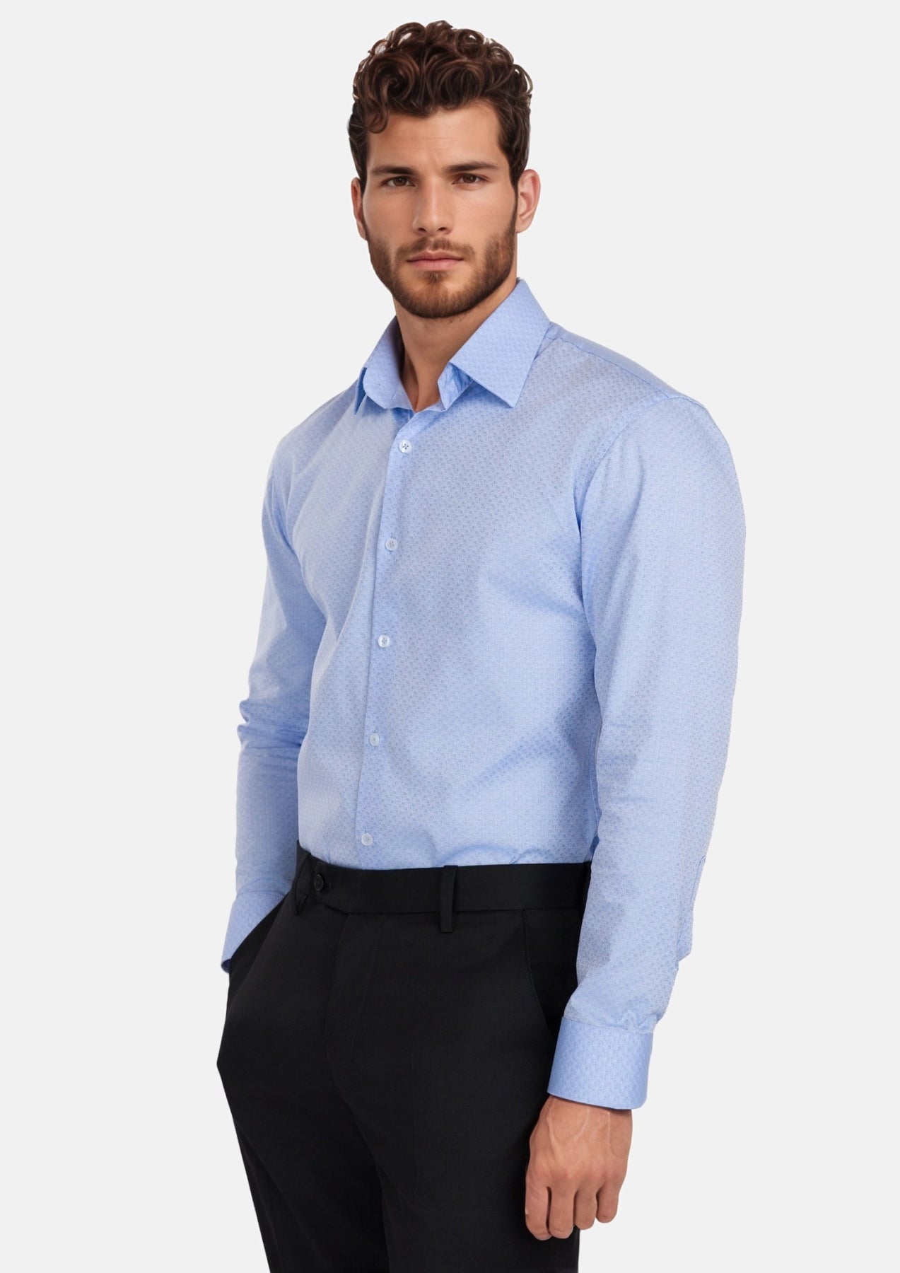 Blue Microfloral Shirt - SARTORO