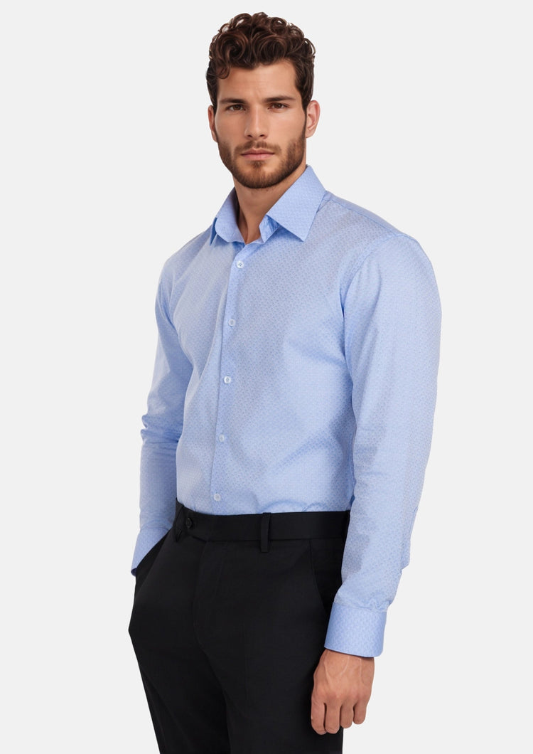 Blue Microfloral Shirt - SARTORO
