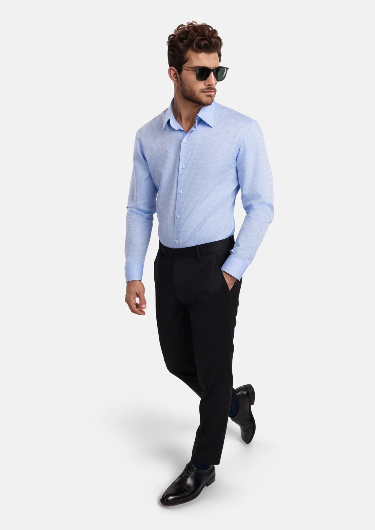 Blue Microfloral Shirt - SARTORO