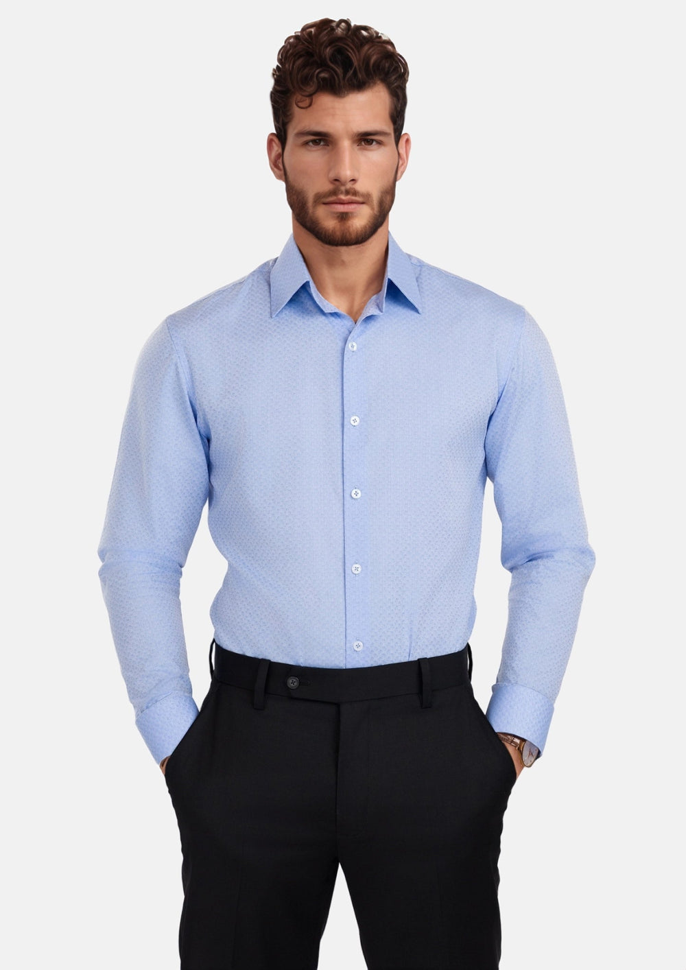 Blue Microfloral Shirt - SARTORO