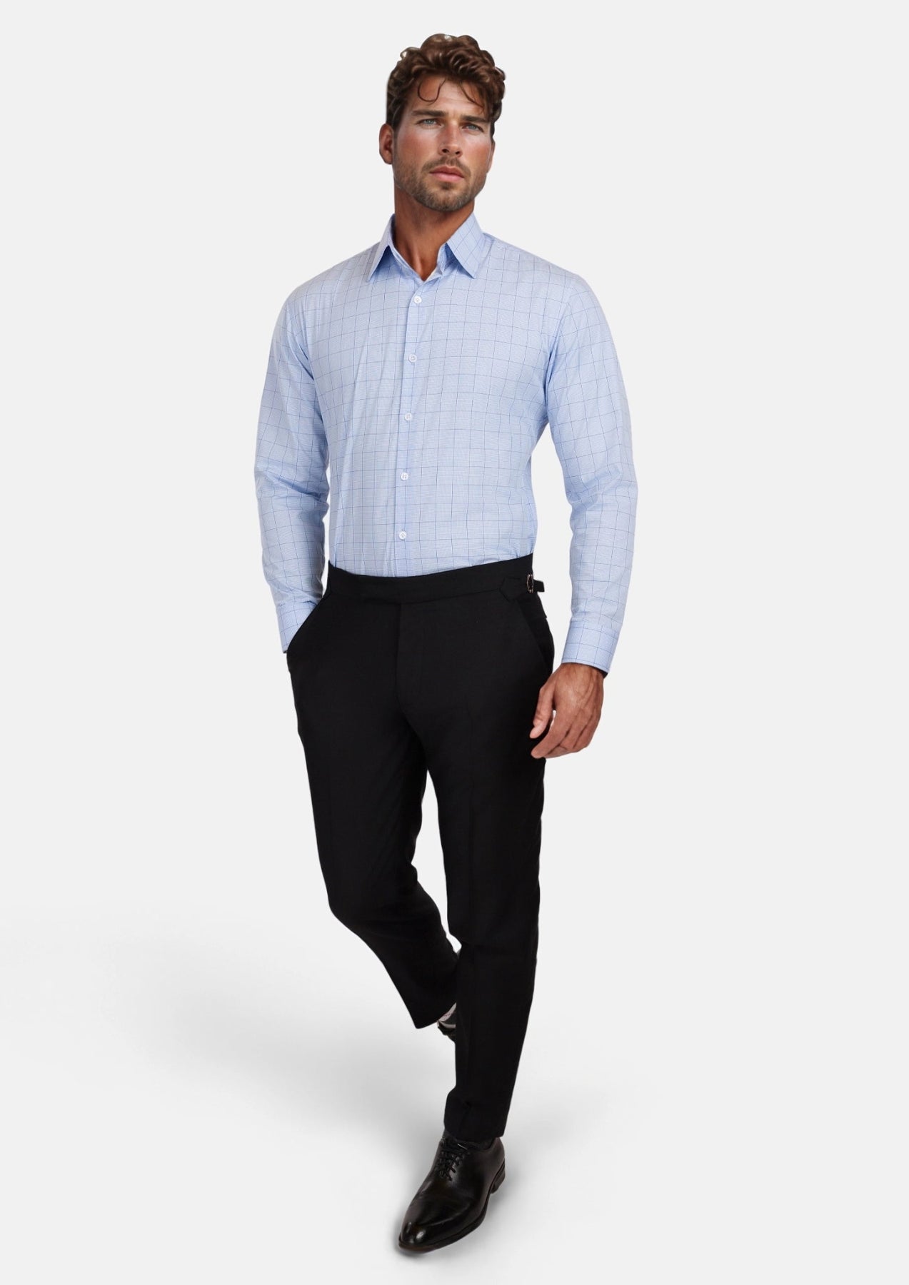 Blue Prince of Whales Check Shirt - SARTORO