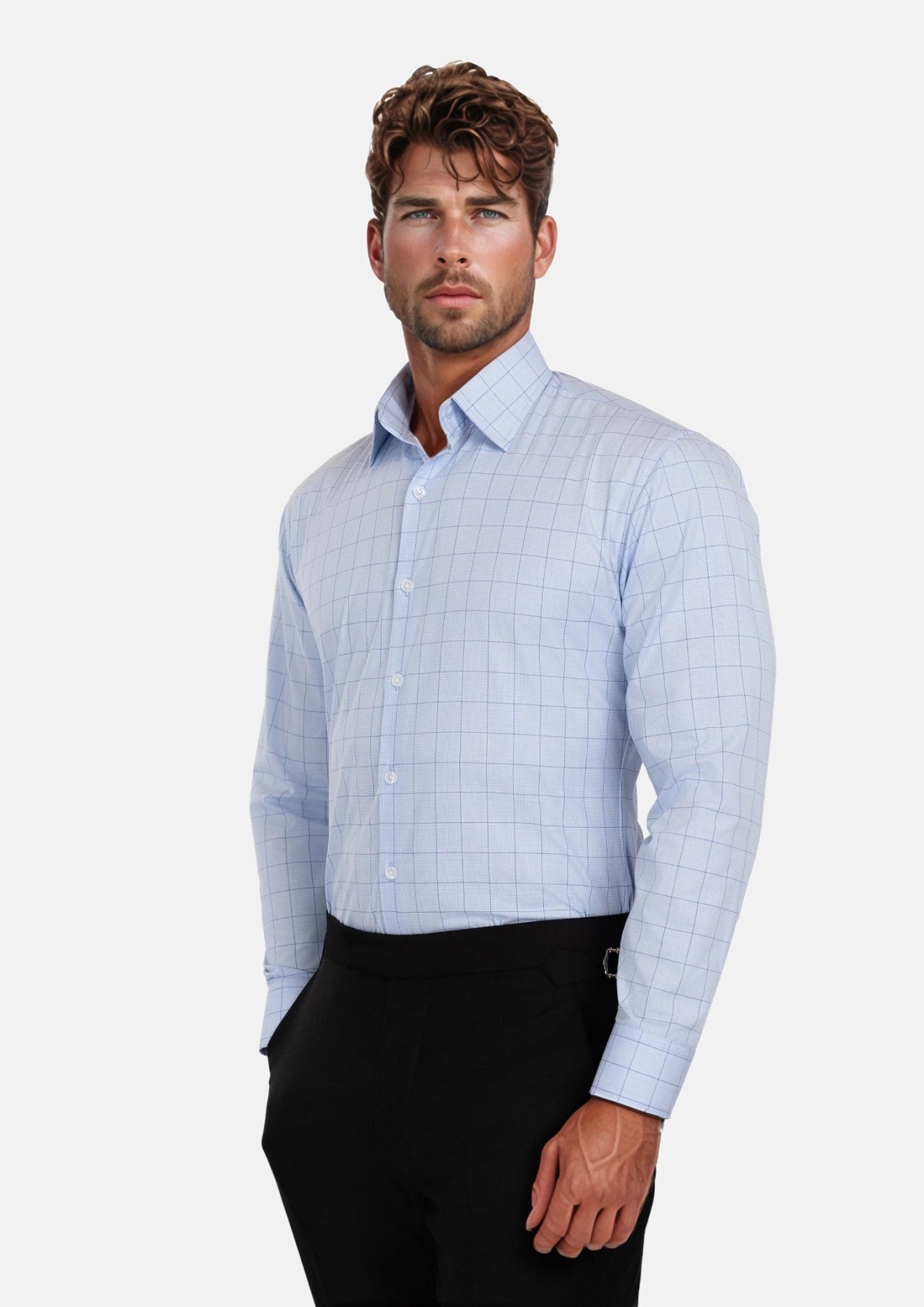 Blue Prince of Whales Check Shirt - SARTORO