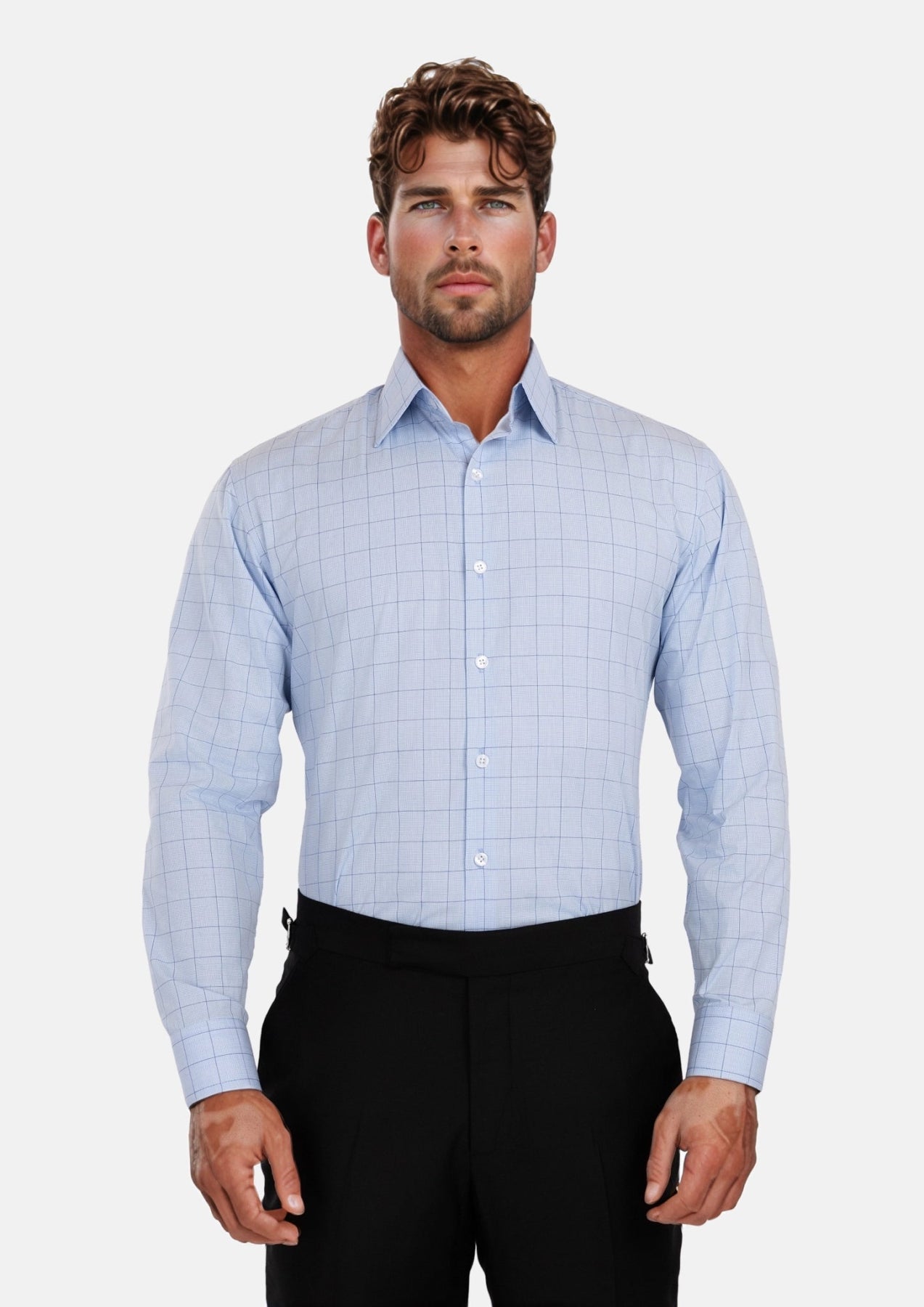 Blue Prince of Whales Check Shirt - SARTORO