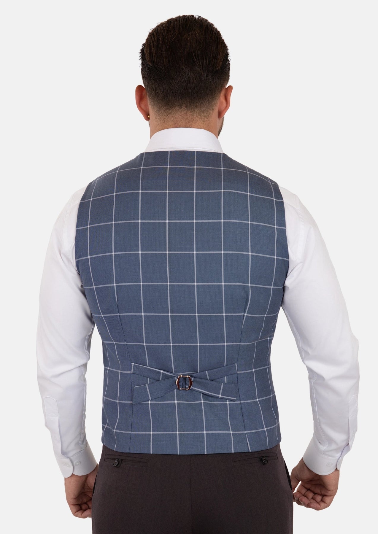 Blue Windowpane Vest - SARTORO774