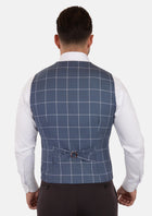 Blue Windowpane Vest - SARTORO390