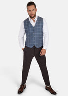 Blue Windowpane Vest - SARTORO587