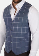 Blue Windowpane Vest - SARTORO431
