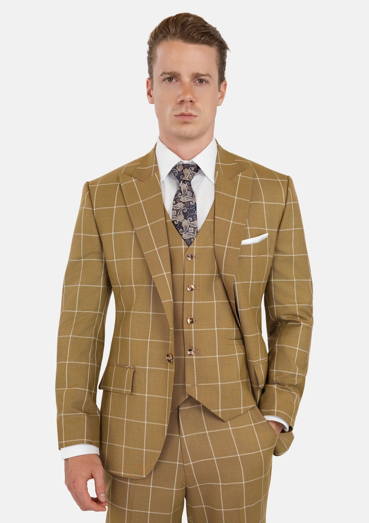 Bowery Gold Windowpane Suit - SARTORO