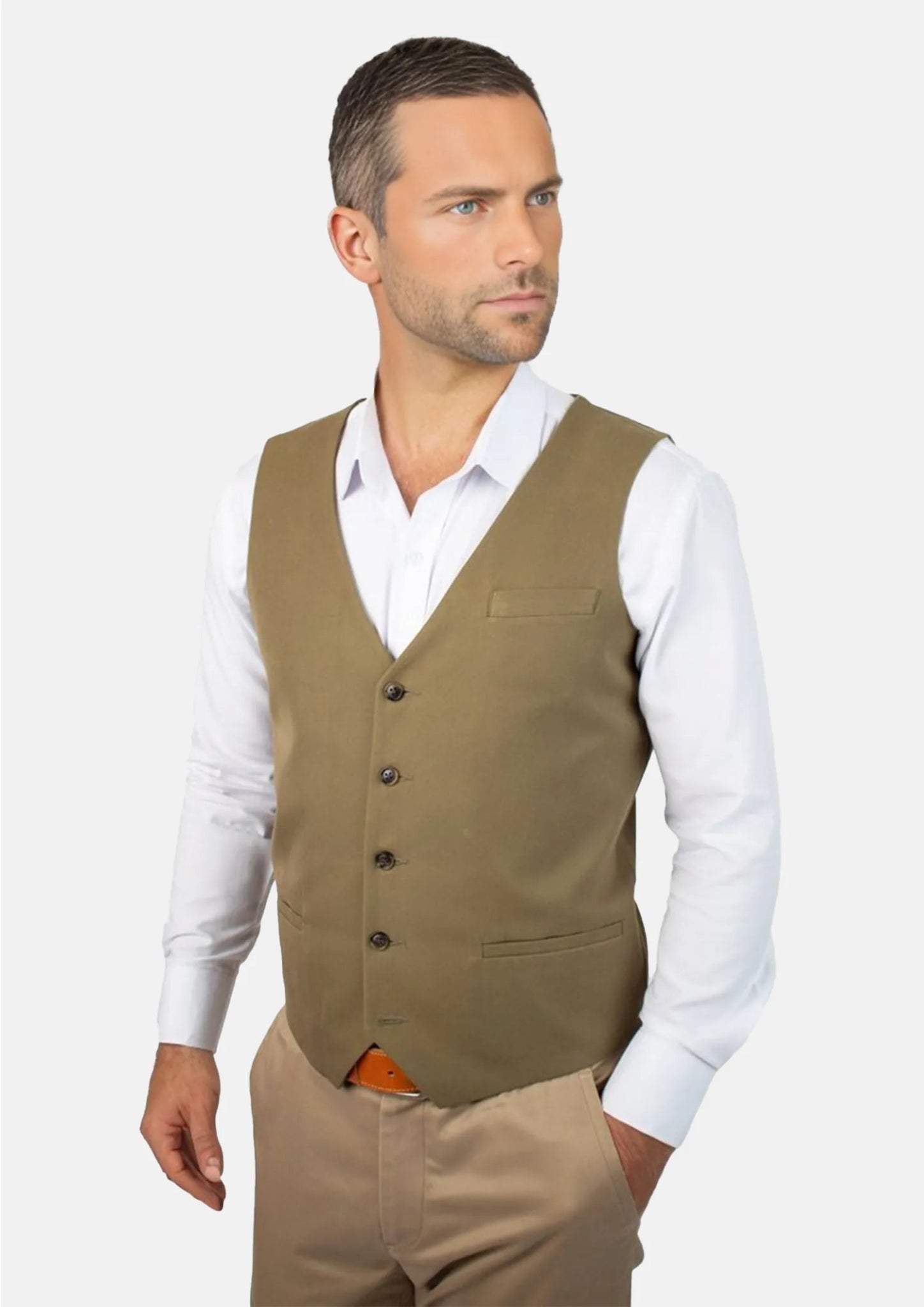 British Khaki Cotton Vest - SARTORO