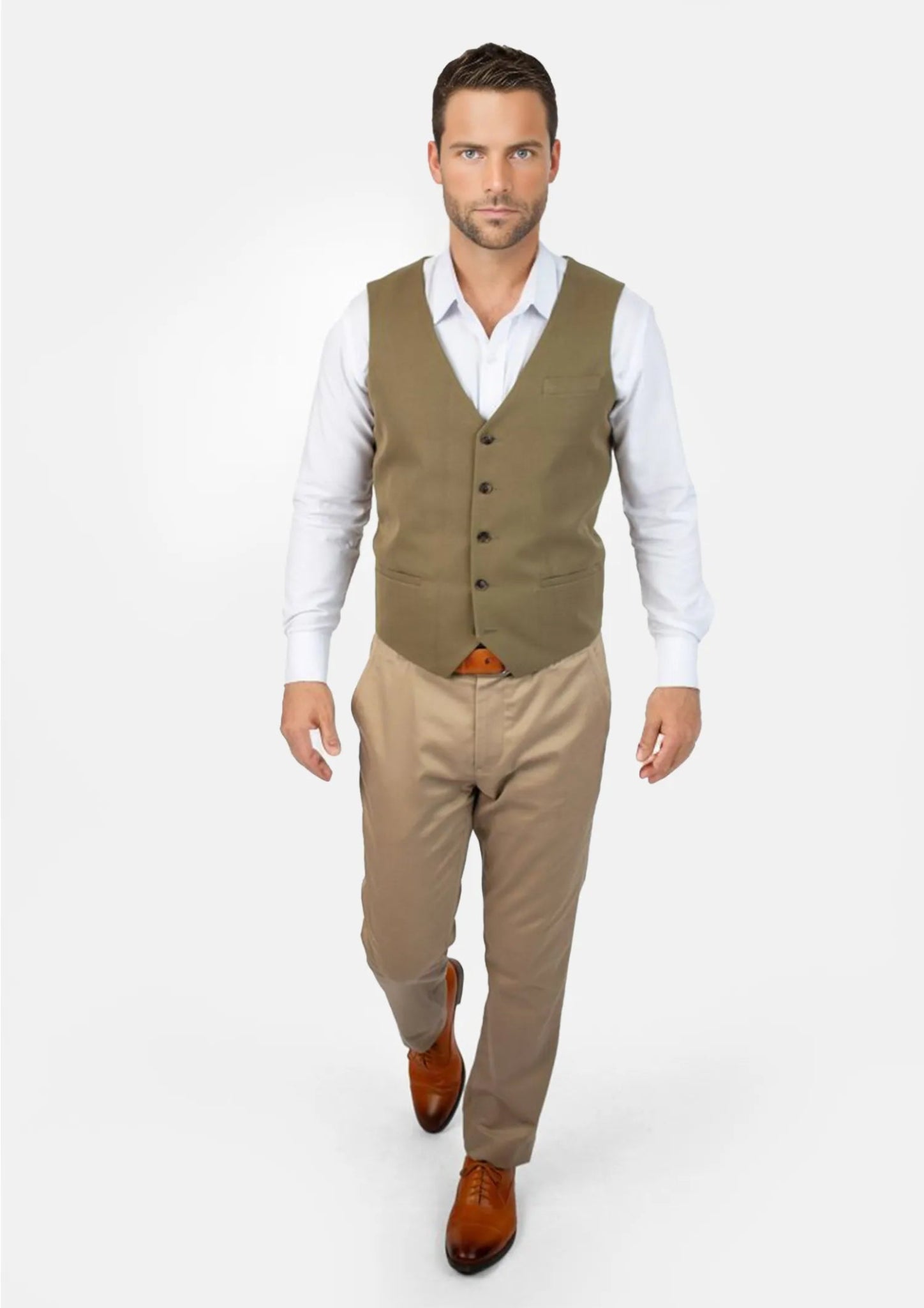 British Khaki Cotton Vest - SARTORO