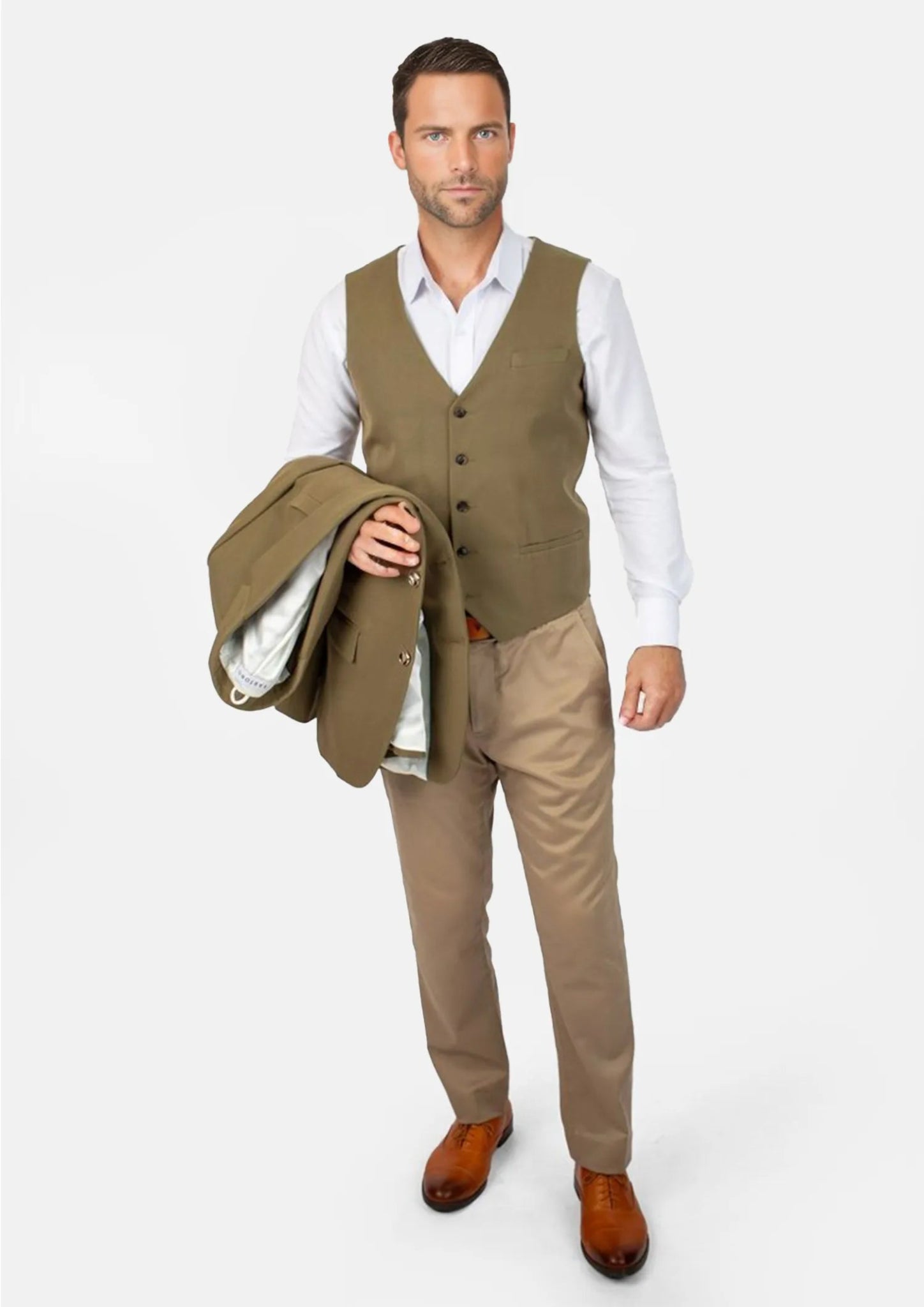 British Khaki Cotton Vest - SARTORO