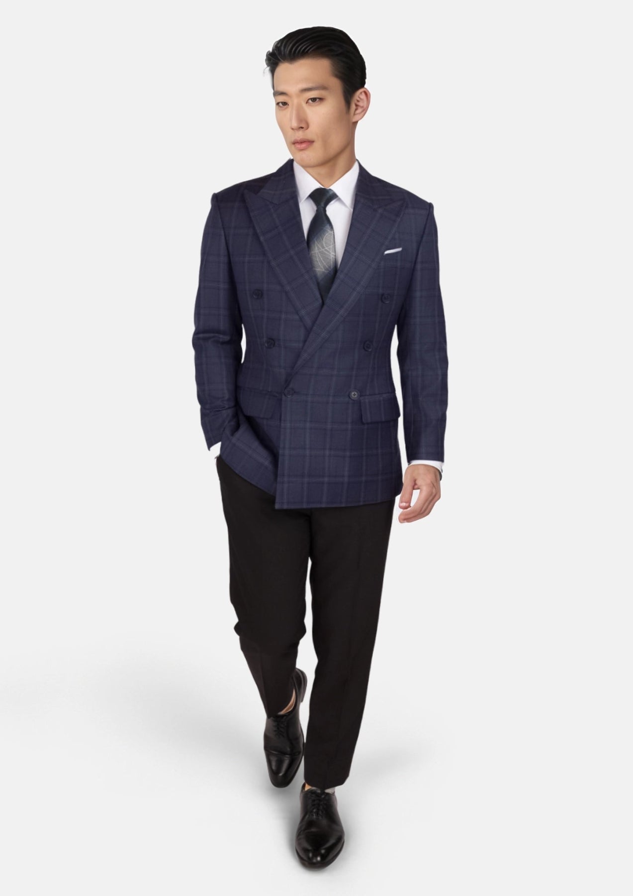 British Navy Checked Rockafeller Jacket - SARTORO