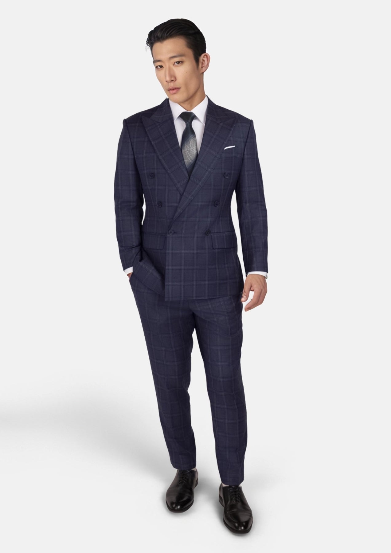 British Navy Checked Rockafeller Suit - SARTORO