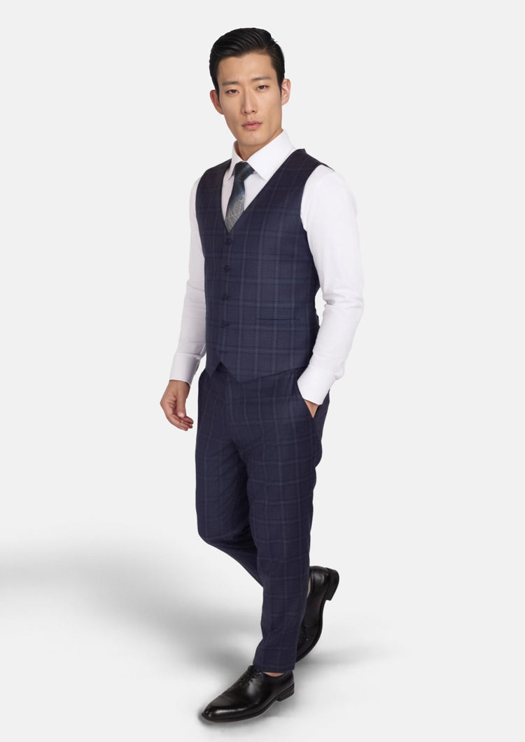 British Navy Checked Vest - SARTORO664