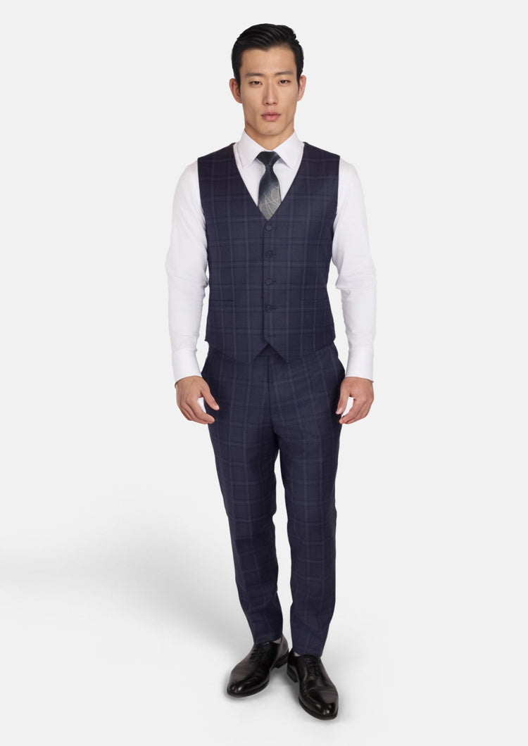 British Navy Checked Vest - SARTORO924