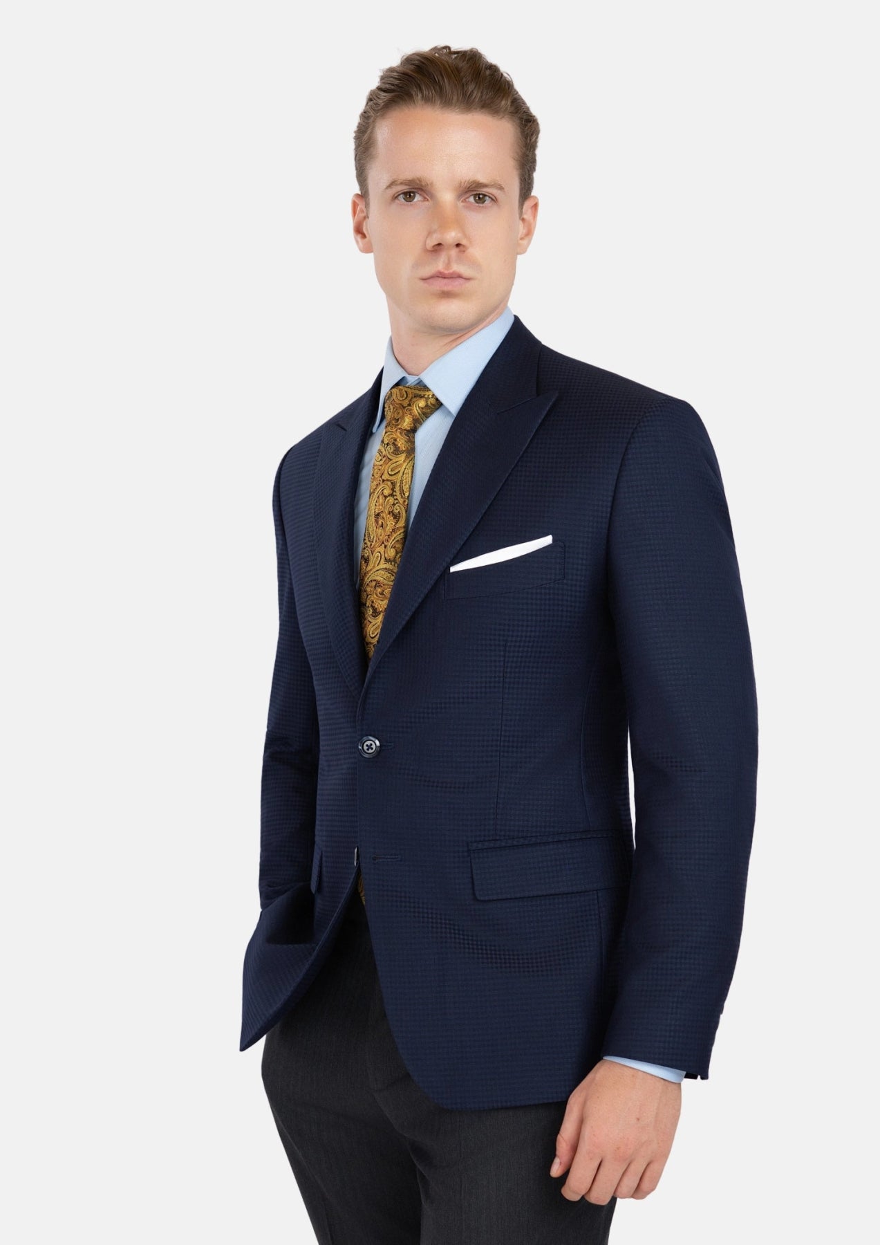 Broadway Navy Microcheck Jacket - SARTORO