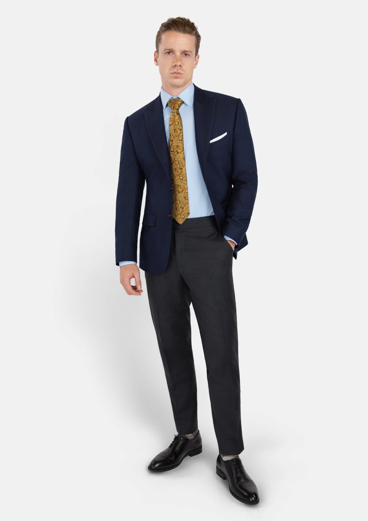 Broadway Navy Microcheck Jacket - SARTORO
