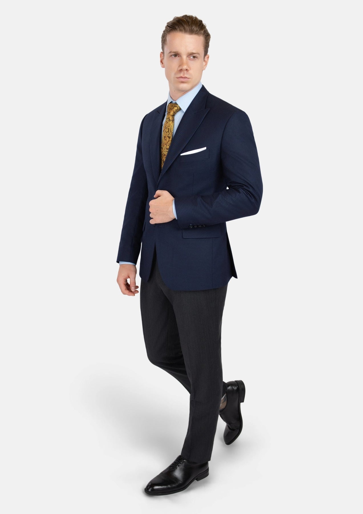 Broadway Navy Microcheck Jacket - SARTORO